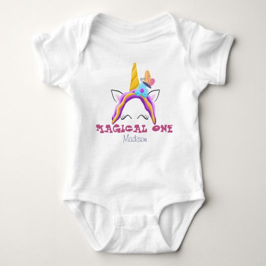 magische één baby eerste verjaardag gepersonalisee romper (Voorkant)