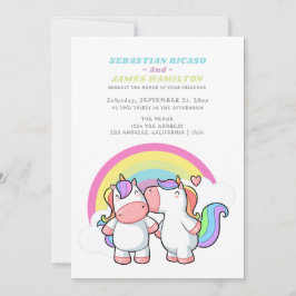 Magische eenduidige en regenboogfeiguur aankondiging