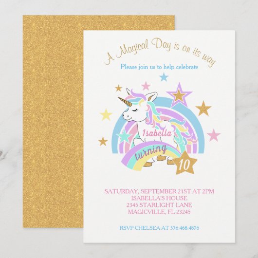 Magische eenhoorn 00e verjaardag kaart (Voorkant / Achterkant)