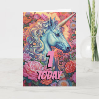 Magische eenhoorn 1e verjaardag kaart