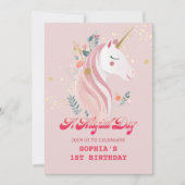 Magische eenhoorn 1e verjaardag kaart (Voorkant)