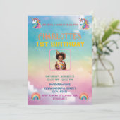 Magische Eenhoorn 1e Verjaardag Uitnodiging (Staand voorkant)