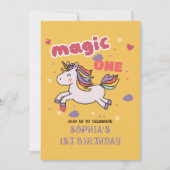 Magische Eenhoorn 1e Verjaardag Uitnodiging (Voorkant)