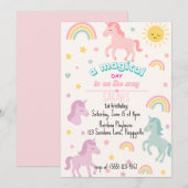 Magische eenhoorn 1e verjaardag uitnodiging voor m (Voorkant / Achterkant)