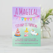 Magische eenhoorn 2 jaar oud verjaardagsfeestje kaart (Staand voorkant)