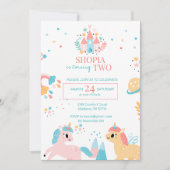 Magische Eenhoorn 2e Verjaardag Uitnodiging (Voorkant)