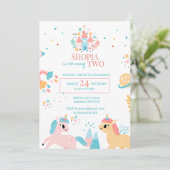 Magische Eenhoorn 2e Verjaardag Uitnodiging (Staand voorkant)