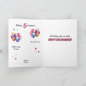 Magische eenhoorn 5e verjaardag gevouwen kaart (Binnen)