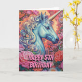 Magische eenhoorn 5e verjaardag gevouwen kaart (Gele Bloem)