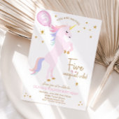 Magische Eenhoorn 5e Verjaardag Uitnodiging roze