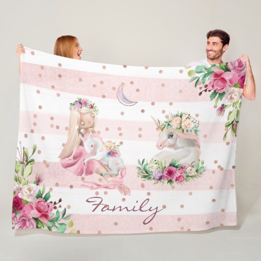 magische eenhoorn baby meisje fleece deken (In situ)