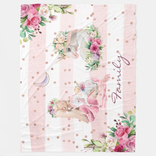 magische eenhoorn baby meisje fleece deken (Voorkant)