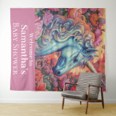 Magische Eenhoorn Baby shower achtergrond Wandkleed (In Situ (horizontaal))