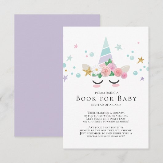 Magische Eenhoorn Baby shower Boek voor Baby Kaart (Voorkant / Achterkant)