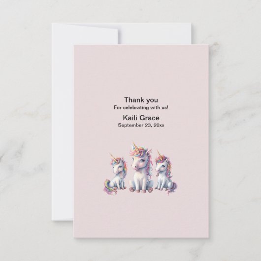 Magische Eenhoorn Baby shower Dank u kaart (Voorkant)