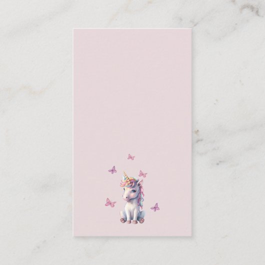 Magische Eenhoorn Baby shower Raffle Enclosure Kaa Informatiekaartje (Achterkant)