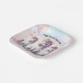 Magische Eenhoorn Baby shower Vierkant Papier Bord (Gebogen)