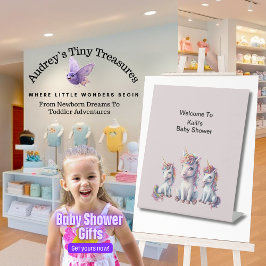 Magische Eenhoorn Baby shower voetstuk teken Reclamebord Met Voetstuk