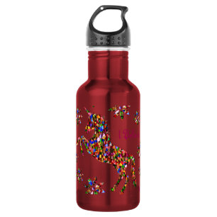 Magische Eenhoorn Bloemen Ik Geloof Gepersonalisee Waterfles