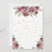 magische eenhoorn bordeaux rozen Verjaardagsuitnod Kaart (Achterkant)