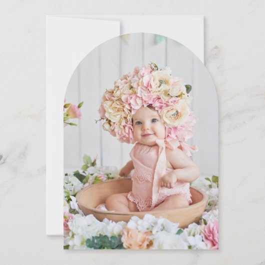 Magische Eenhoorn Custom Photo Roze Boog Verjaarda Kaart (Achterkant)