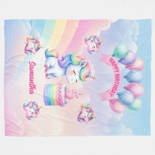 Magische Eenhoorn Deken Gift voor 5e Verjaardag Me (Voorkant (Horizontaal))