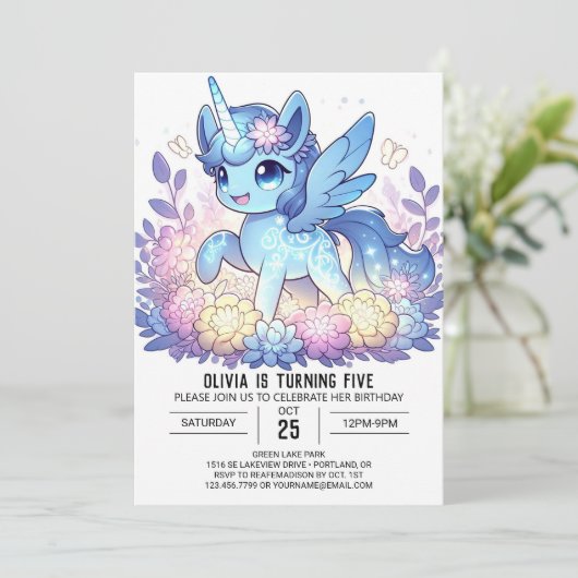 Magische Eenhoorn Digitale Verjaardag Kaart (Staand voorkant)