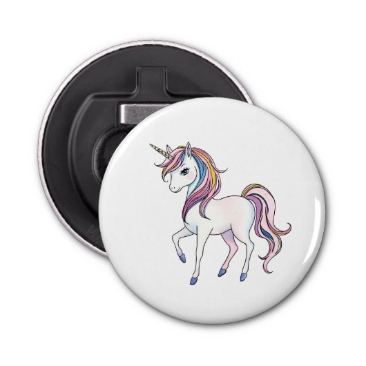 Magische Eenhoorn Dromen - Whimsical Fantasy Desig Button Flesopener (Voorkant)