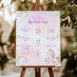 Magische Eenhoorn Eerste Jaar Mijlpaal Teken Poster