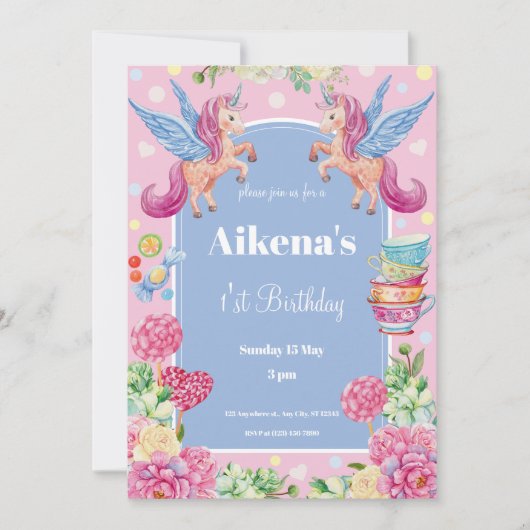 Magische Eenhoorn eerste verjaardagsfeestje Kaart (Voorkant)