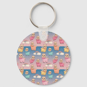 Magische Eenhoorn en Sterren Patroon Ontwerp Sleutelhanger