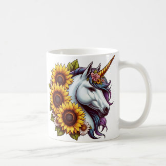 Magische eenhoorn en zonnebloemen koffiemok