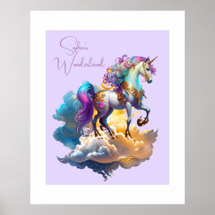 Magische Eenhoorn Fantasie wolken Verjaardag Poster