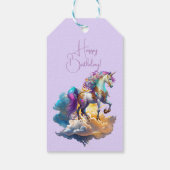 Magische eenhoorn fantasiewolken romance verjaarda cadeaulabel (Achterkant)