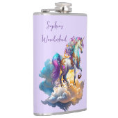 Magische eenhoorn fantasiewolken romance verjaarda heupfles (Rechts)