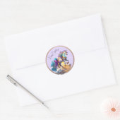 Magische eenhoorn fantasiewolken romance verjaarda ronde sticker (Envelop)