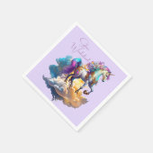 Magische eenhoorn fantasiewolken romance verjaarda servet (Hoek)