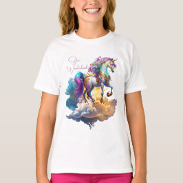 Magische eenhoorn fantasiewolken romance verjaarda t-shirt