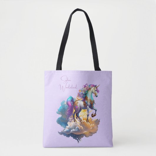 Magische eenhoorn fantasiewolken romance verjaarda tote bag (Voorkant)