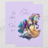 Magische eenhoorn fantasiewolken Verjaardag romanc Briefpapier (Voorkant / Achterkant)