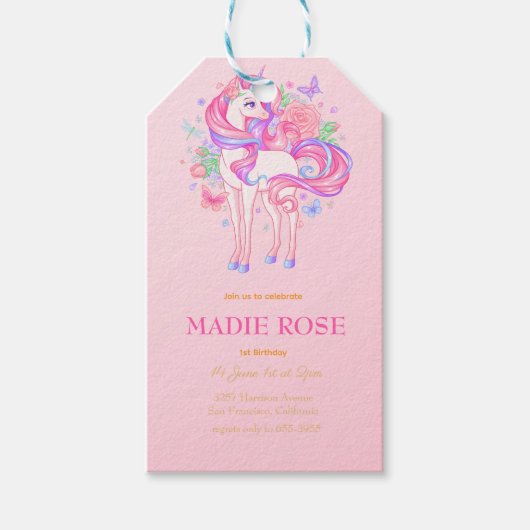 Magische Eenhoorn Feest Verjaardag Cadeaulabel (Voorkant)