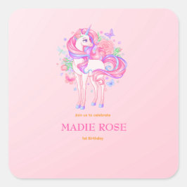 Magische Eenhoorn Feest Verjaardag Vierkante Sticker