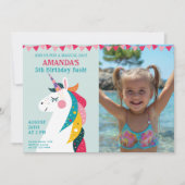 Magische Eenhoorn & Foto Verjaardag Kaart (Voorkant)