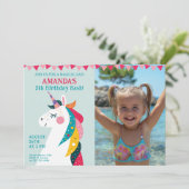 Magische Eenhoorn & Foto Verjaardag Kaart (Staand voorkant)