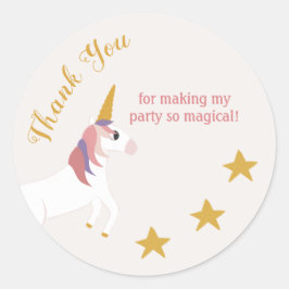 Magische eenhoorn gele sterren ronde sticker