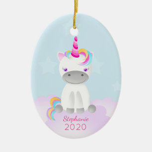 Magische eenhoorn gelooft in de magie van Kerstmis Keramisch Ornament