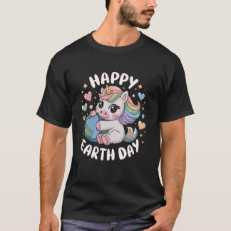 Magische Eenhoorn Gelukkige Aarddag Groovy Eco-Vri T-shirt