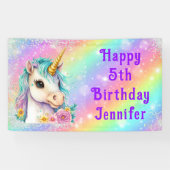 Magische Eenhoorn Gelukkige Verjaardag Sparkles Spandoek (Horizontaal)