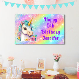 Magische Eenhoorn Gelukkige Verjaardag Sparkles Spandoek
