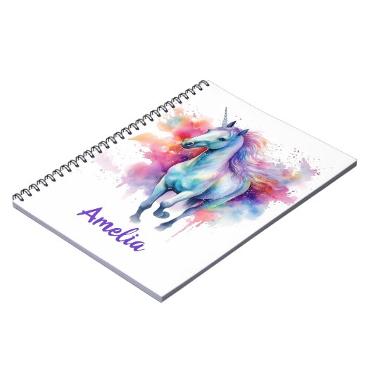 Magische eenhoorn gepersonaliseerd Kind schetsboek Notitieboek (Linkerzijde)